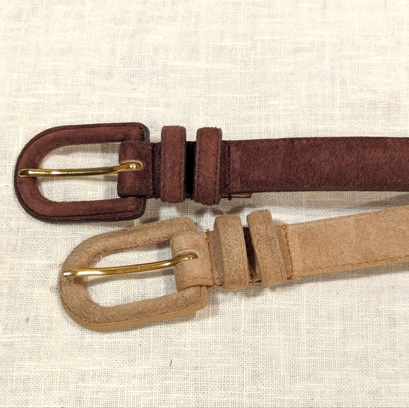 Lot of 2 Laura Gayle Suede Leather Belts Brown Tan Women's Sz XL - Picture 4 of 11
